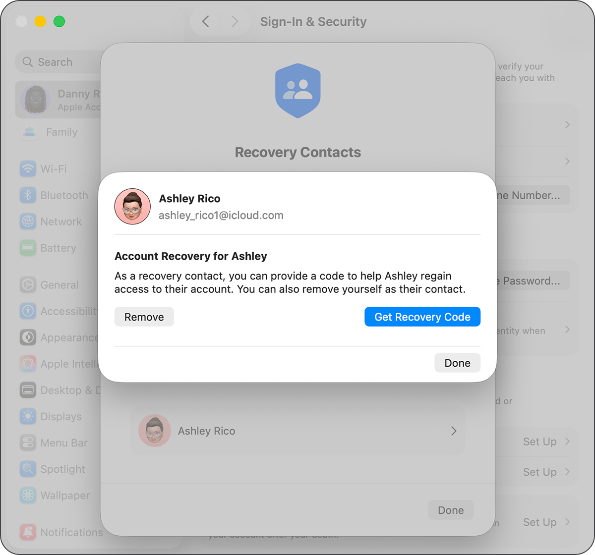 Apple · Account Recovery Contact